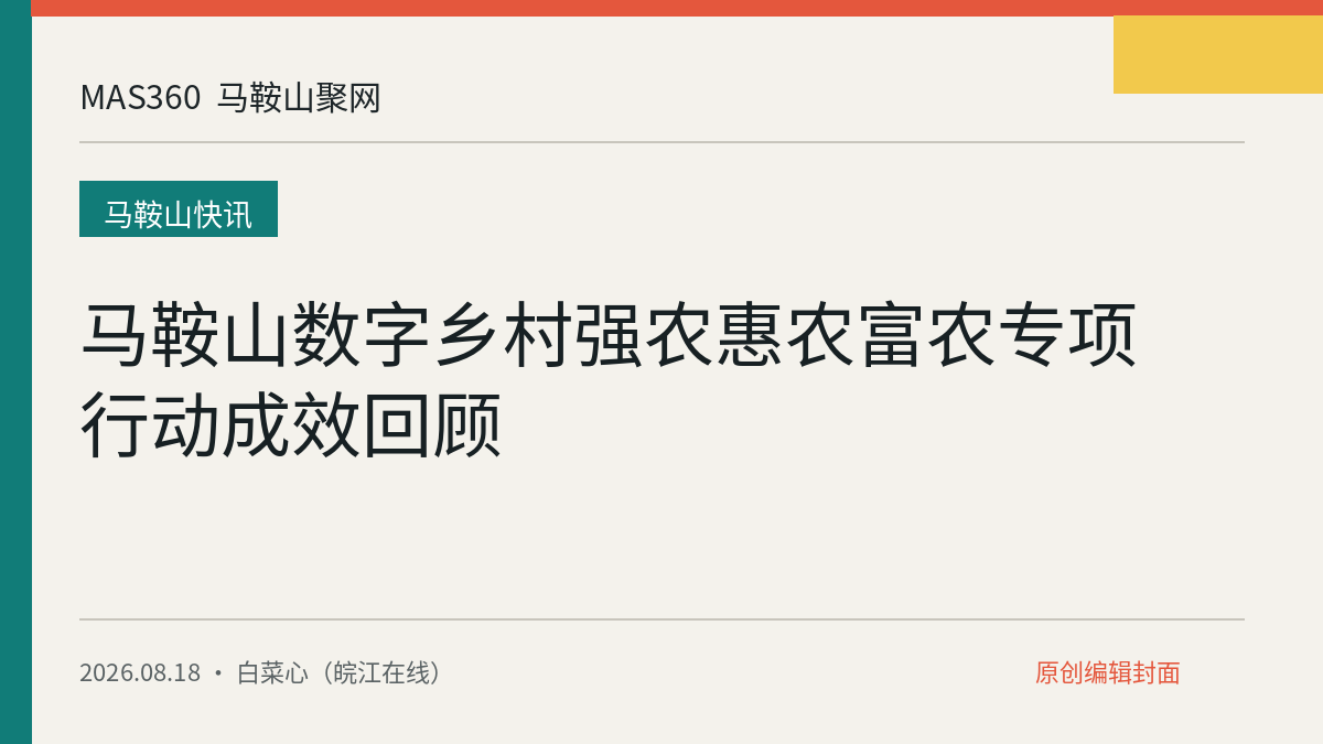 马鞍山数字乡村强农惠农富农专项行动成效回顾