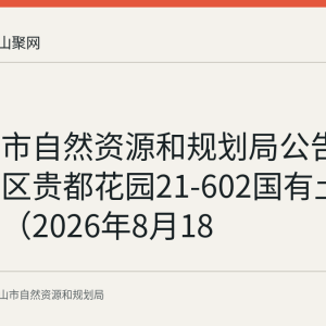 马鞍山市自然资源和规划局公告作废雨山区贵都花园21-602国有土地使用证（2026年8月18