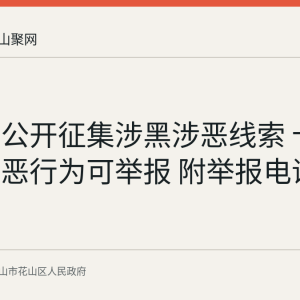 花山区公开征集涉黑涉恶线索 十类网络黑恶行为可举报 附举报电话