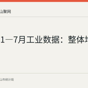 马鞍山1—7月工业数据：整体增3%