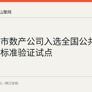 马鞍山市数产公司入选全国公共数据资源标准验证试点