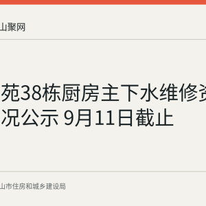 绿洲茗苑38栋厨房主下水维修资金使用情况公示 9月11日截止