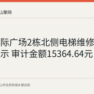 芭黎国际广场2栋北侧电梯维修资金使用公示 审计金额15364.64元