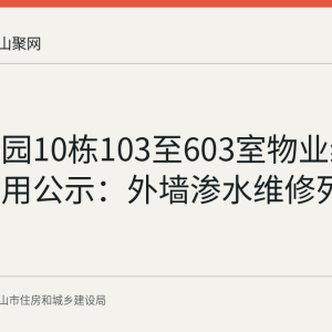 湖景家园10栋103至603室物业维修资金使用公示：外墙渗水维修列支2000元