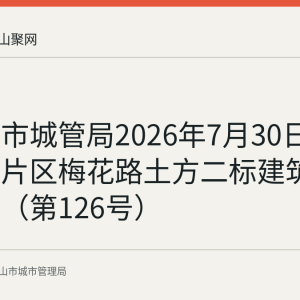 马鞍山市城管局2026年7月30日核准阳湖片区梅花路土方二标建筑垃圾处置（第126号）