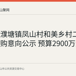 花山区濮塘镇凤山村和美乡村二期项目采购意向公示 预算2900万元