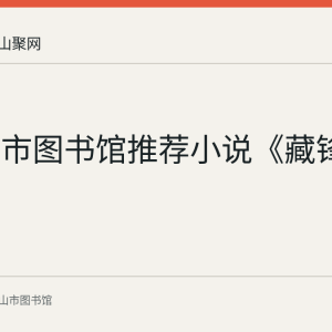 马鞍山市图书馆推荐小说《藏锋》