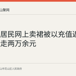 花山区居民网上卖裙被以充值返利话术骗走两万余元