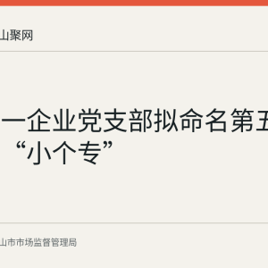 马鞍山一企业党支部拟命名第五批安徽省“小个专”