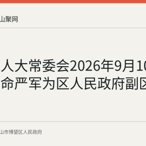 博望区人大常委会2026年9月10日决定任命严军为区人民政府副区长