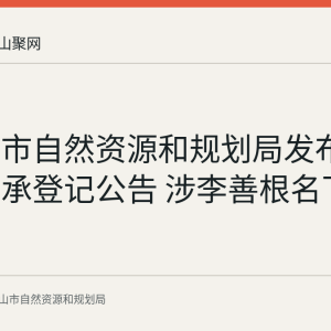 马鞍山市自然资源和规划局发布不动产继承登记公告 涉李善根名下两处房产